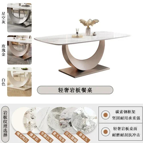 Living Room Dining Table Luxury Nordic Modern Marble Rectangle Dining Table Minimalist European Mesa De Comedor Furniture