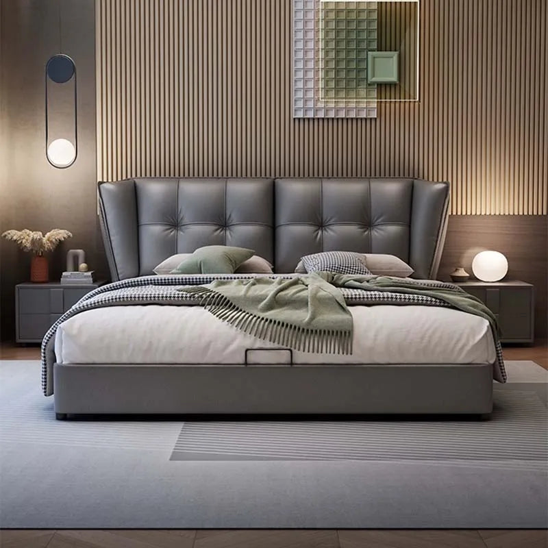 Europian Minimalist Bed Under Storage Wood Modern Multifunctional Bed King Size Lounge Camas De Casal De Luxo Room Decor