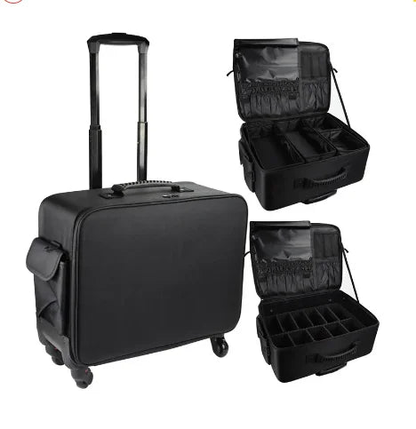 Makeup Suitcase Large Capacity Storage Trolley Case Multi-layer Embroidered Bag Professional Beauty Manicure Rolling Luggage