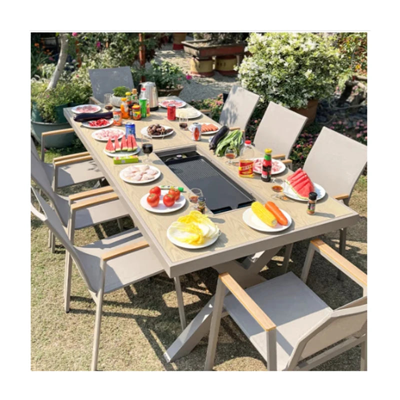 Hot New Product High Patio Dining Table Aluminum Outdoorhotpot and Bbq Dining Table