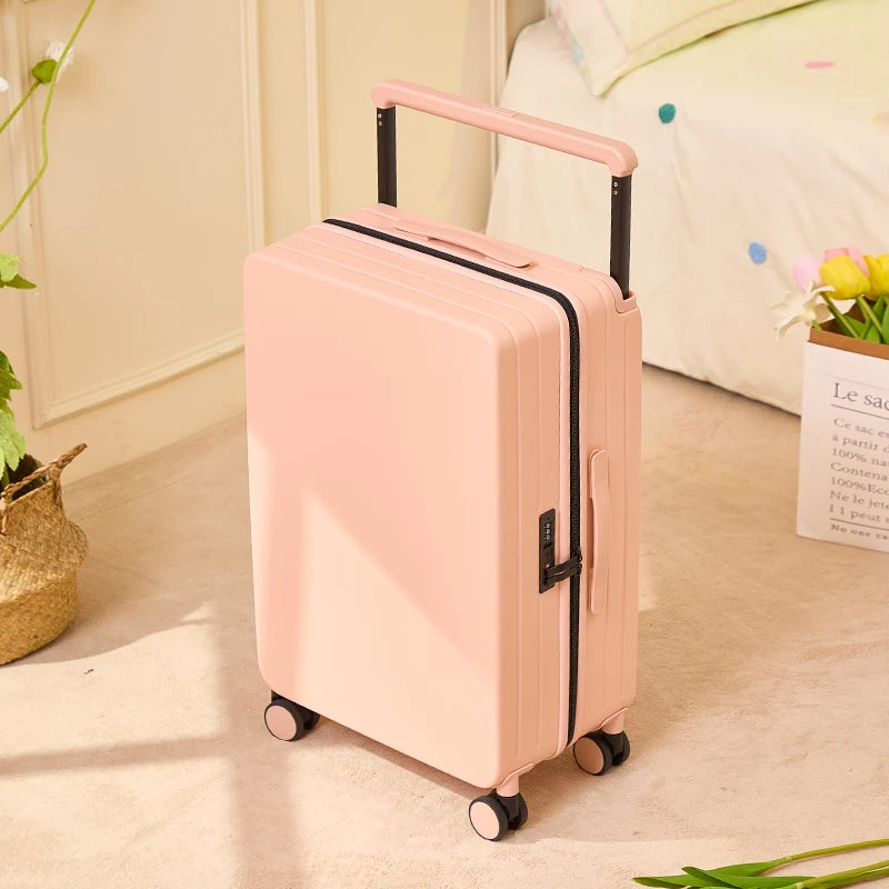 Durable Wide Handle Travel Suitcase Carry-On PC Material Luggage Trolley Case for Men And Women Available in 20 24 26 Inch Sizes