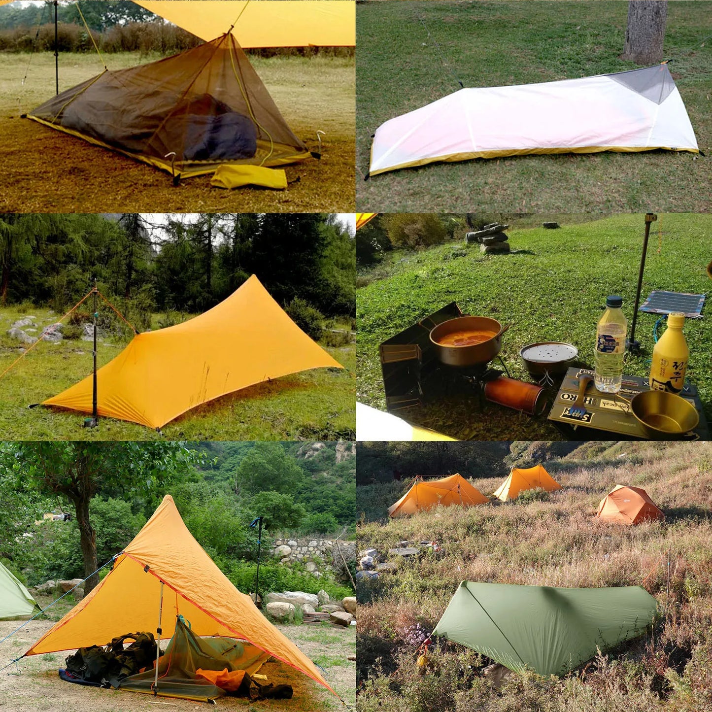 310g Ultralight Camping Shelter Rain Fly Tent Waterproof 20D Two-side Silicone Coated Nylon Camping Shelter Canopy Rainfly Tarp