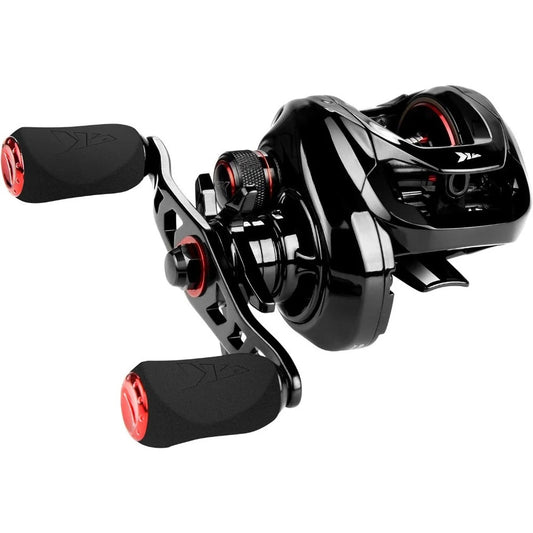 New Compact Design Baitcaster Fishing Reel, 17.64LB Carbon Fiber Drag, Cross-Fire 8 Magnet Braking System