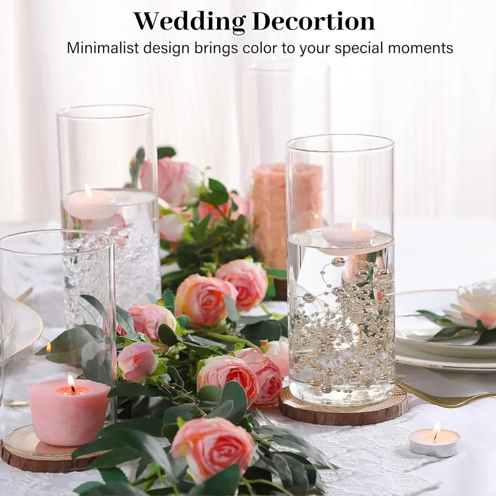 12pcs Glass Cylinder Vases for Centerpieces | 8 Inch Clear Flower Vase for Wedding Decorations, Floating Candle vases