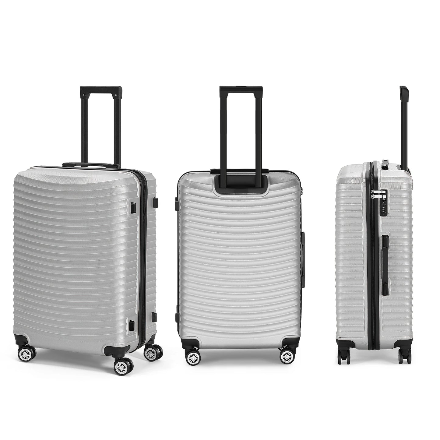 3-Piece ABS Hardshell Luggage Set w/TSA Lock - 28in Large Suitcase with Silent 360° Spinner Wheels, Check-In Travel Suitcase