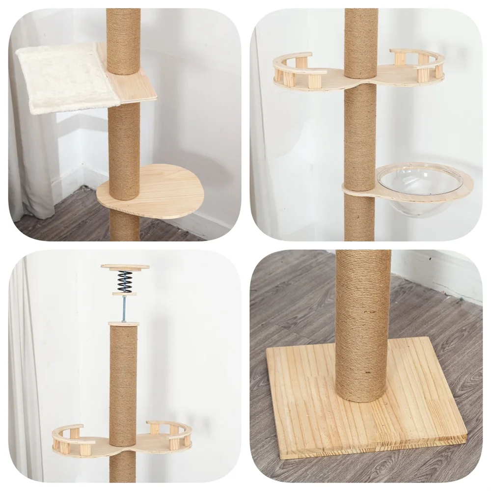 Adjustable Cat Climbing Frame from Floor to Ceiling Height For Multi-Level Cat Tree House Springboard Rest Activity Pet Supplies