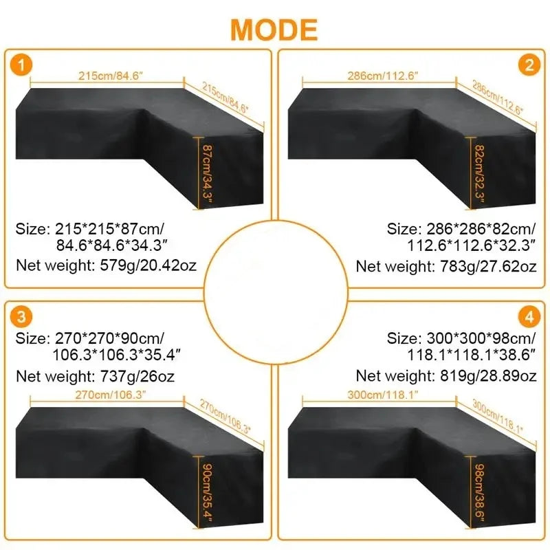 1pc L Shaped Patio Sectional  Sofa turn Angle Cover - Outdoor Furniture Cover, High Quality 210D Heavy Duty Garden Sofa Cover