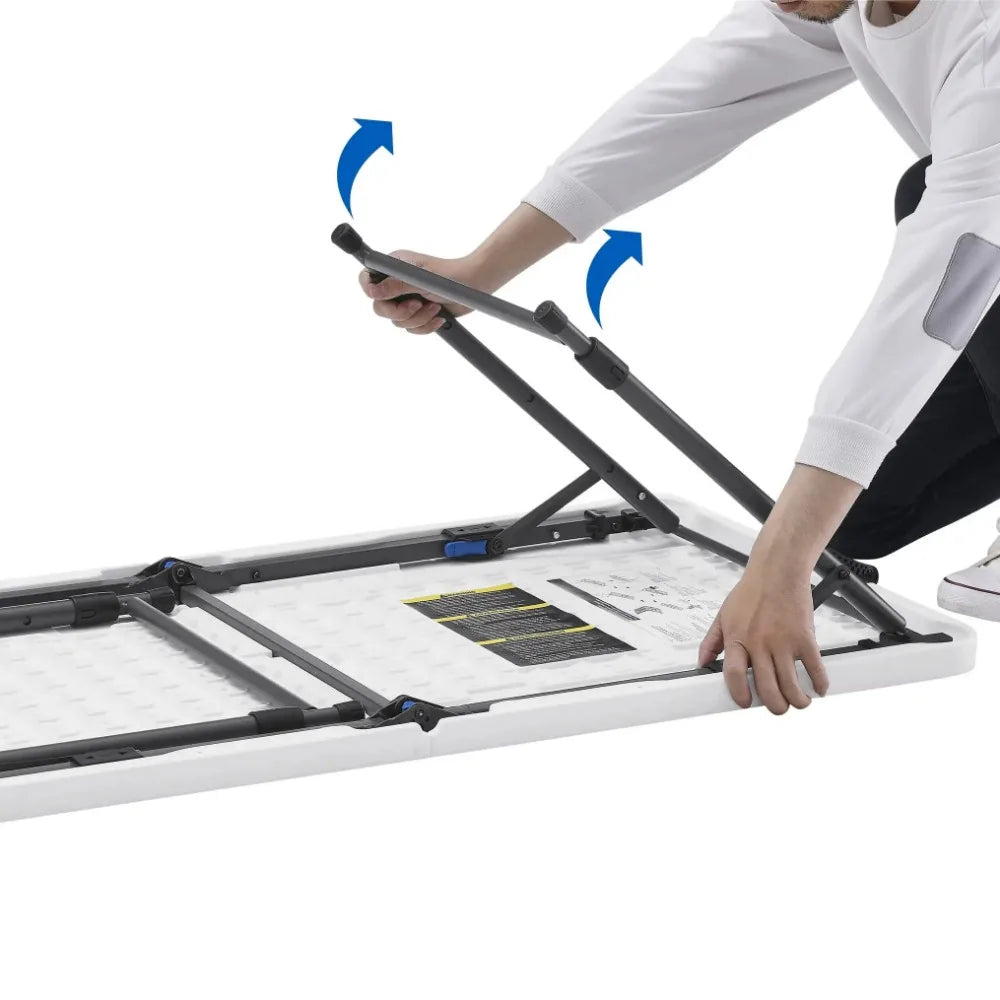 4 Feet Adjustable Commercial Height Premium Folding Utility Table, White Granite