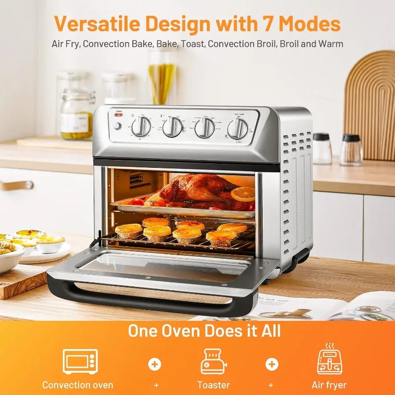Air Fryer Toaster Oven, 7-in-1 Convection Countertop Oven w/Auto-Shut-Off, Timer, Accessories, Cookbook