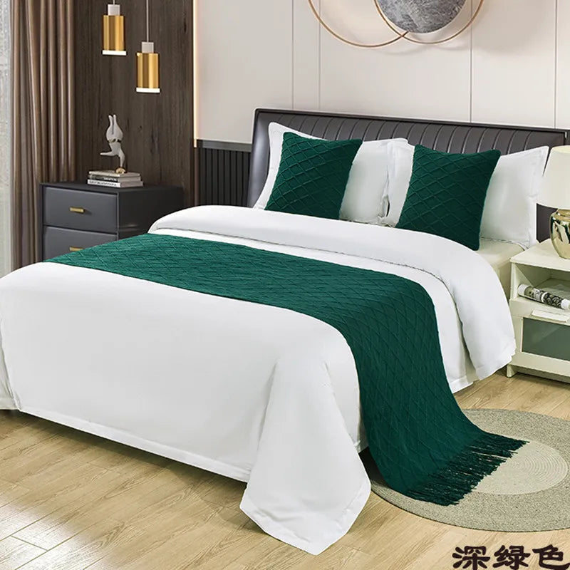 1pc Modern Simple Light Luxury B&B Hotel Bed Flag Bed Tail Towel Solid Color Bedding Bed End Blanket Bed Cover Knitted Bed Flag