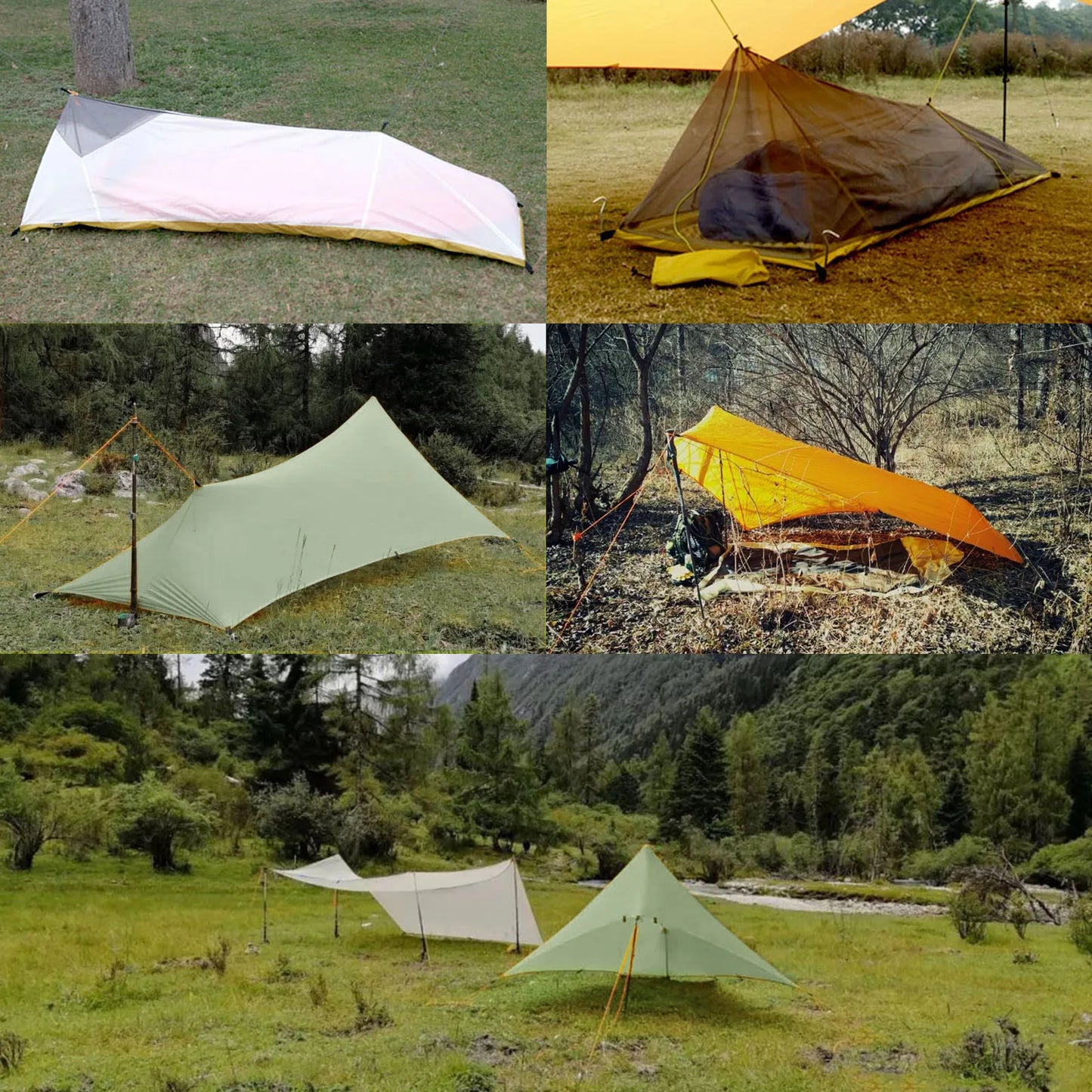 310g Ultralight Camping Shelter Rain Fly Tent Waterproof 20D Two-side Silicone Coated Nylon Camping Shelter Canopy Rainfly Tarp