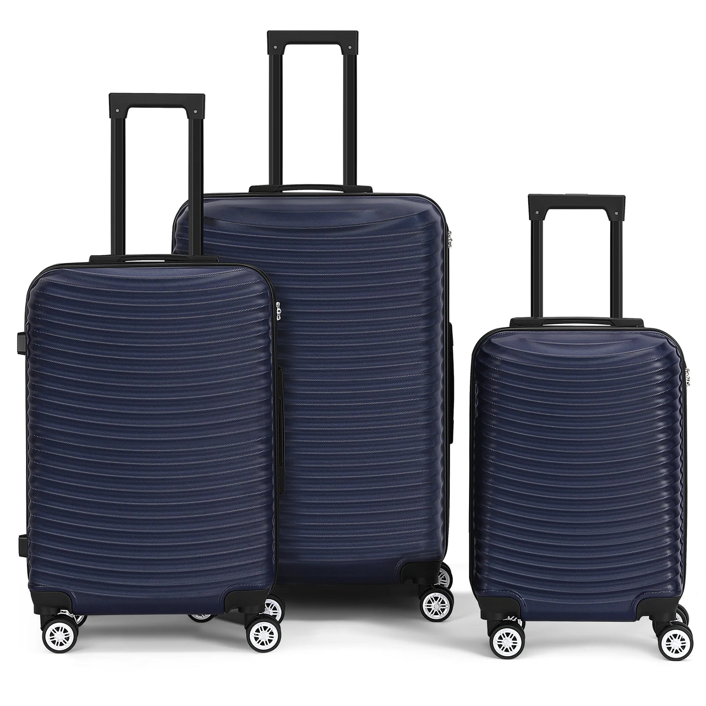 3-Piece ABS Hardshell Luggage Set w/TSA Lock - 28in Large Suitcase with Silent 360° Spinner Wheels, Check-In Travel Suitcase