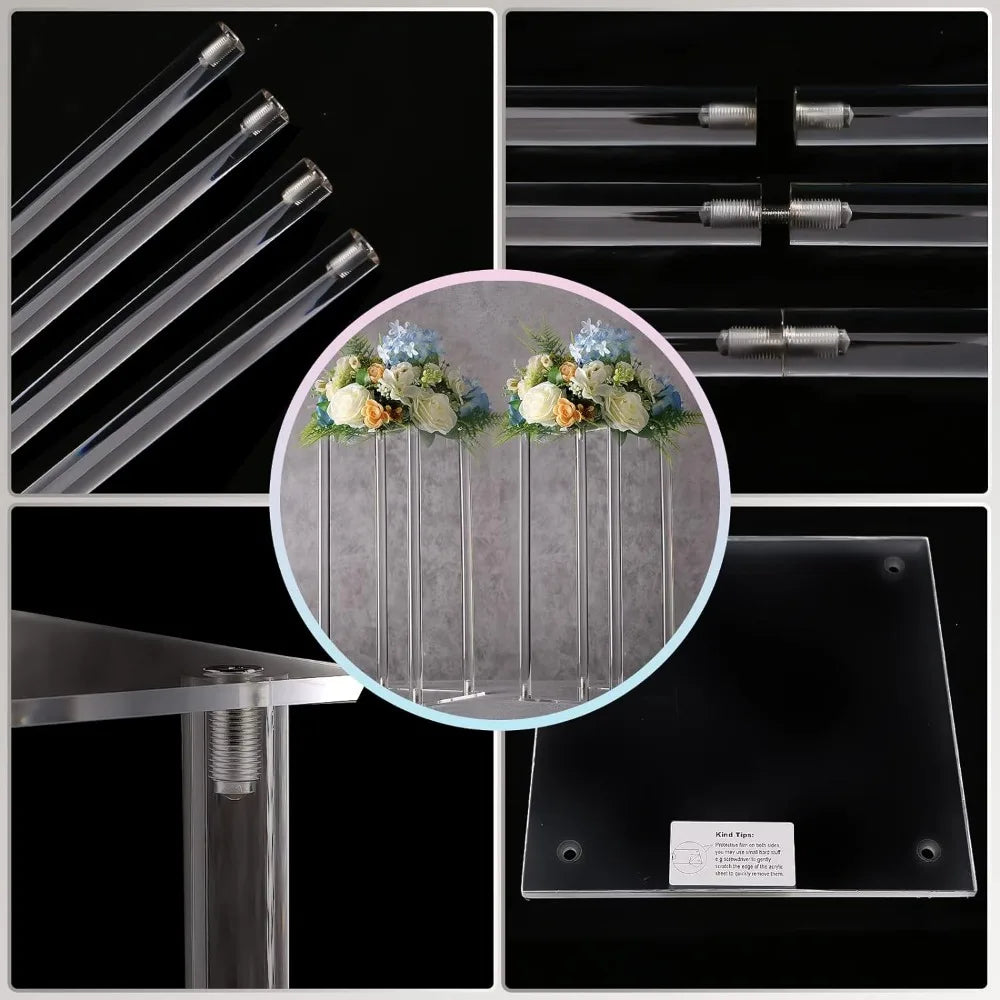 15.75 Inch Tall Vases for Wedding Event Party Props Set of 10 Clear Pedestal Wedding Table Decoration Home Acrylic Flower Stand