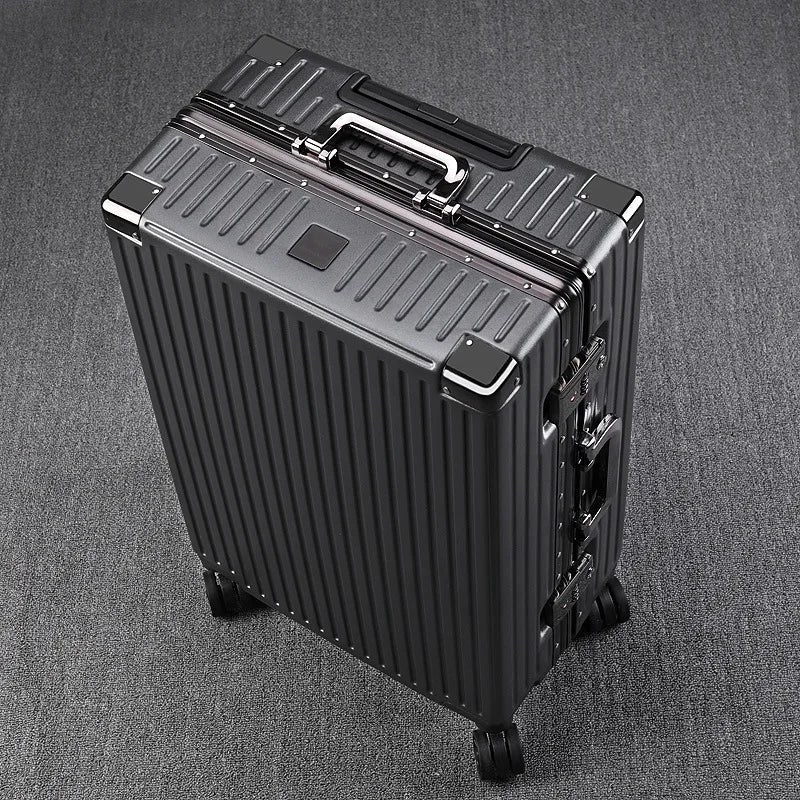 Luggage Right Angle Retro Aluminium Frame Universal Wheel Boarding Bag Large Capacity Travel Password Leather Box Suitcase