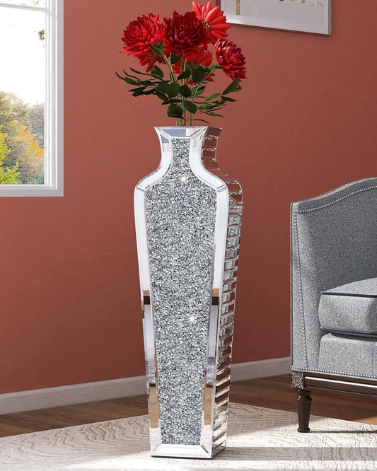 Crushed Diamond Floor Vase Large Vases for Decor Living Room Floor, Luxury Container for Dried Flower Arrangements Decor