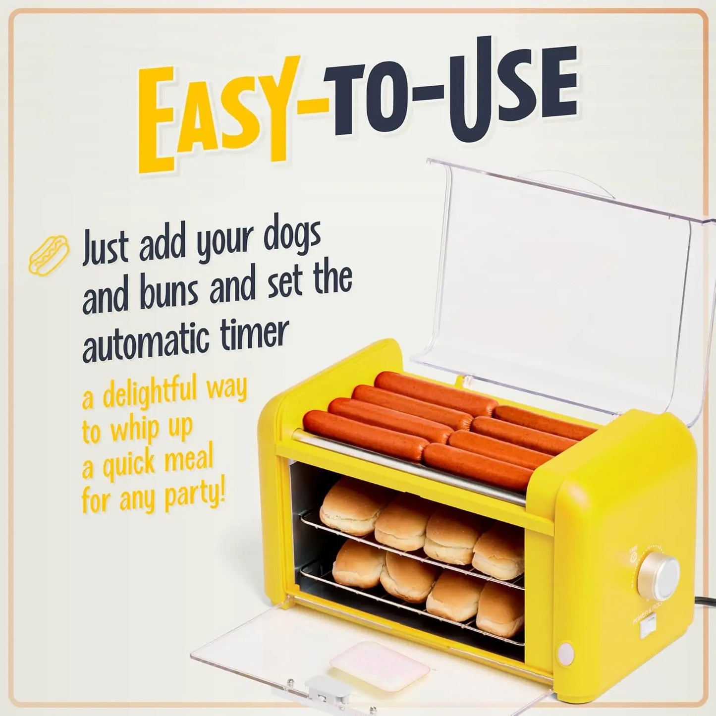 Oscar Mayer Extra Large Countertop 8 Hot Dog Roller and Bun Toaster Oven - Stainless Steel Rollers and Non-stick Warming Racks