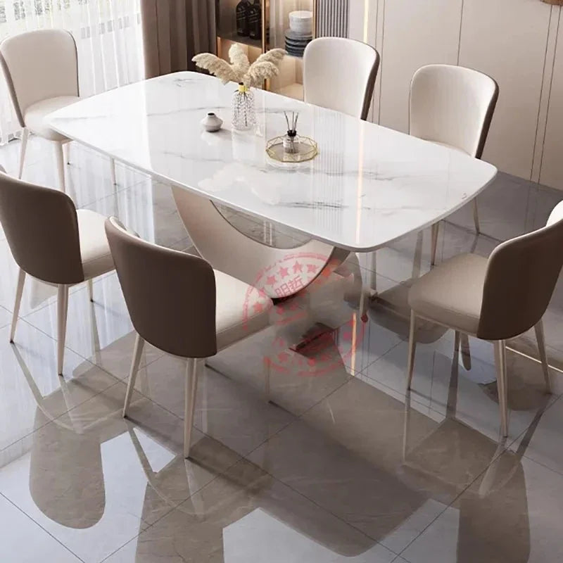 Living Room Dining Table Luxury Nordic Modern Marble Rectangle Dining Table Minimalist European Mesa De Comedor Furniture