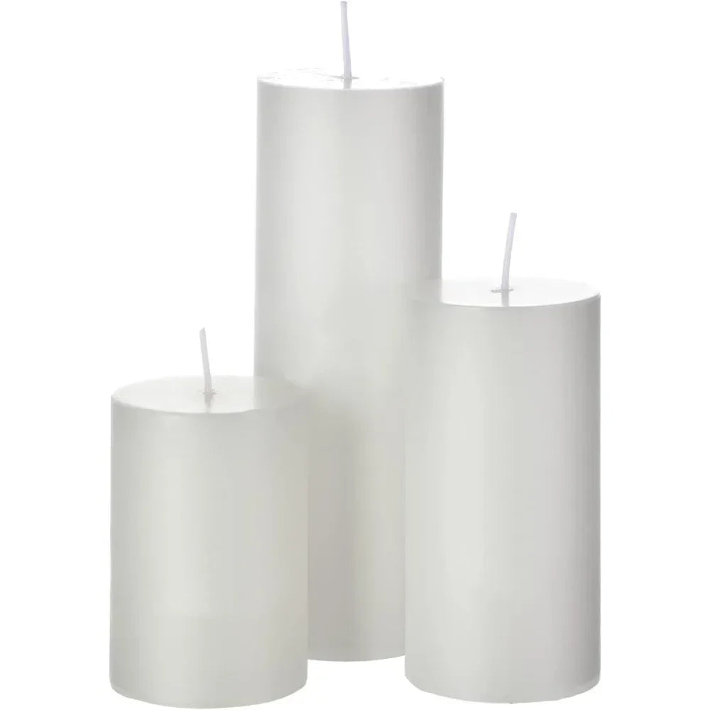 White Pillar Candles and Glass Cylinder Vases Clear Cylinder Candle Holders for Slim Pillar Candles Wedding Vases (36 Pcs)