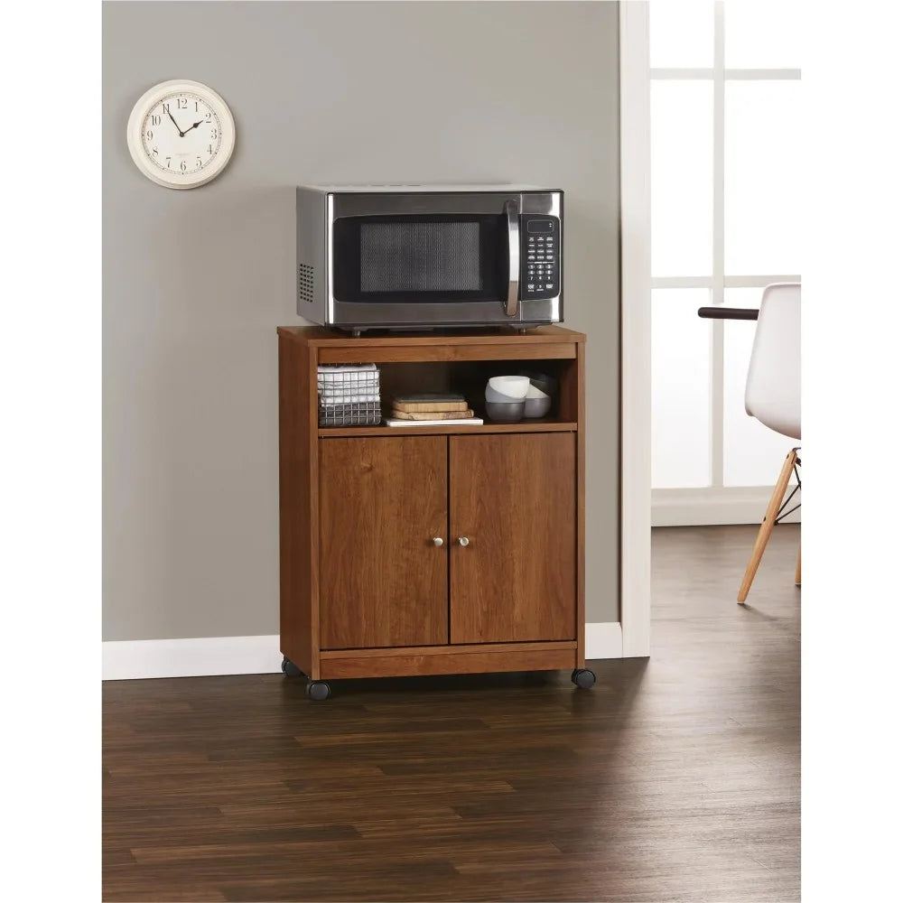 Landry Microwave Cart, Bank Alder,place microwave, toaster oven or coffee maker on the top surface