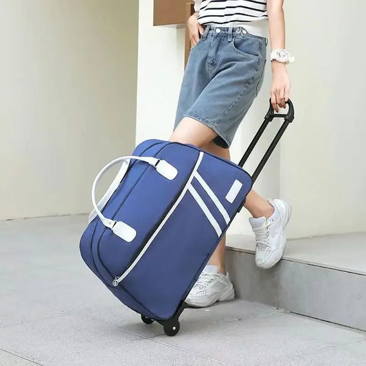 Portable Large Capacity Rolling Trolley Travel Bag Men's Boarding Case Hand Dragged Travel Duffels Zipper Women's Luggage