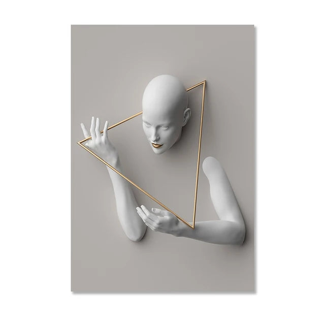 Nordic Figure Statue Art Canvas Painting Abstract Women Portrait Art Poster and Print Wall Pictures for Modern Living Room Decor