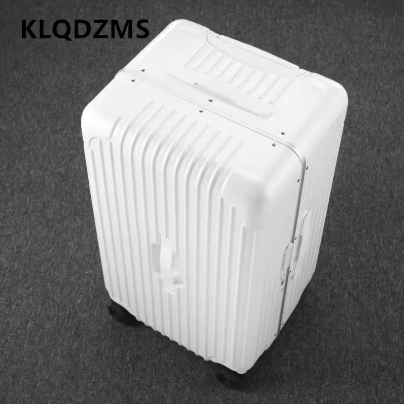 KLQDZMS New Luggage 20"24"26"28 Inch PC Aluminum Frame Boarding Box Large Capacity Trolley Case with Wheels Rolling Suitcase