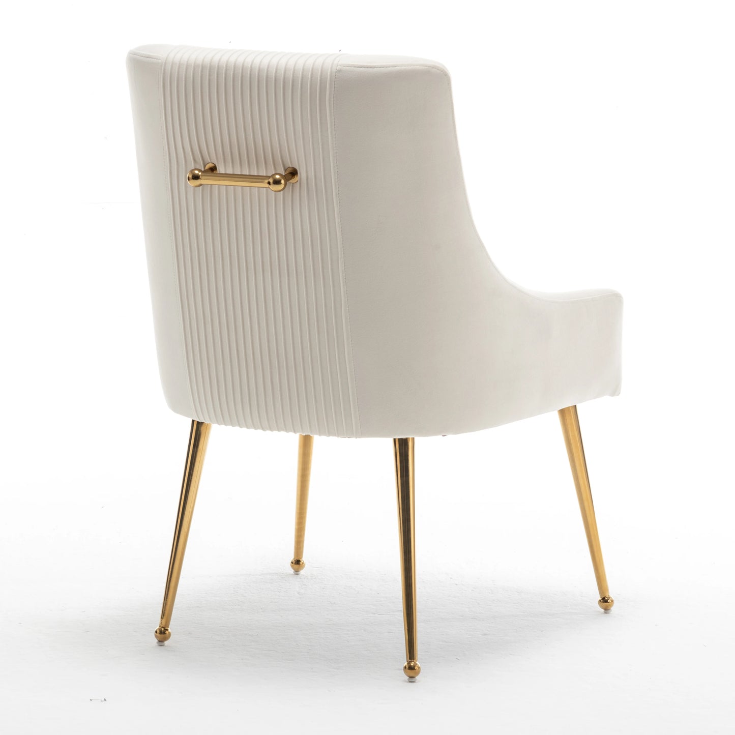 SEYNAR Modern Glam Boucle Pleated Velvet Dining Chair or Vanity Chair Set of 2 with Rear Handle