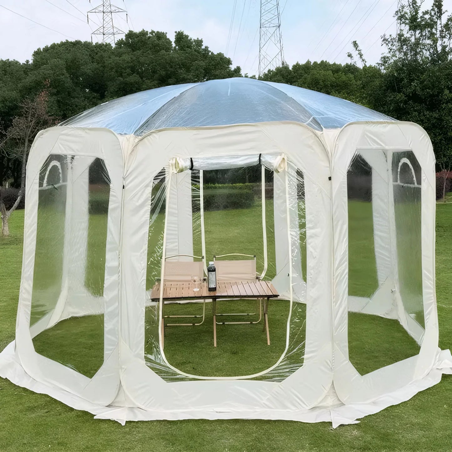 Outdoor Transparent Tent Portable Folding Camping Thickening Tent Starry Sky Bubble House Shade Winter Sunshine Wind/Waterproof