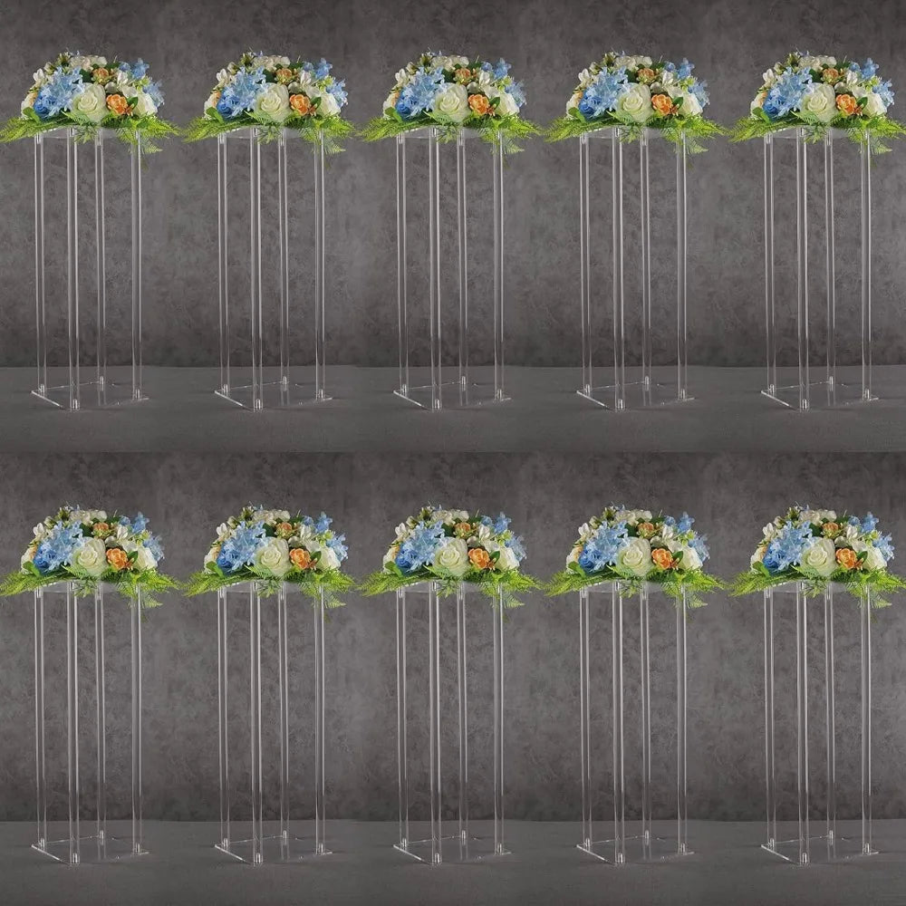 15.75 Inch Tall Vases for Wedding Event Party Props Set of 10 Clear Pedestal Wedding Table Decoration Home Acrylic Flower Stand