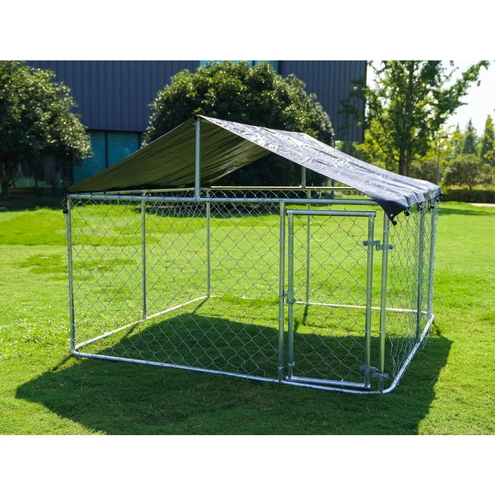 Outdoor Dog Playpen Heavy Duty Dog Kennel House Mesh Dog Big Cage Pet Kennel Steel Fence with Secure Lock