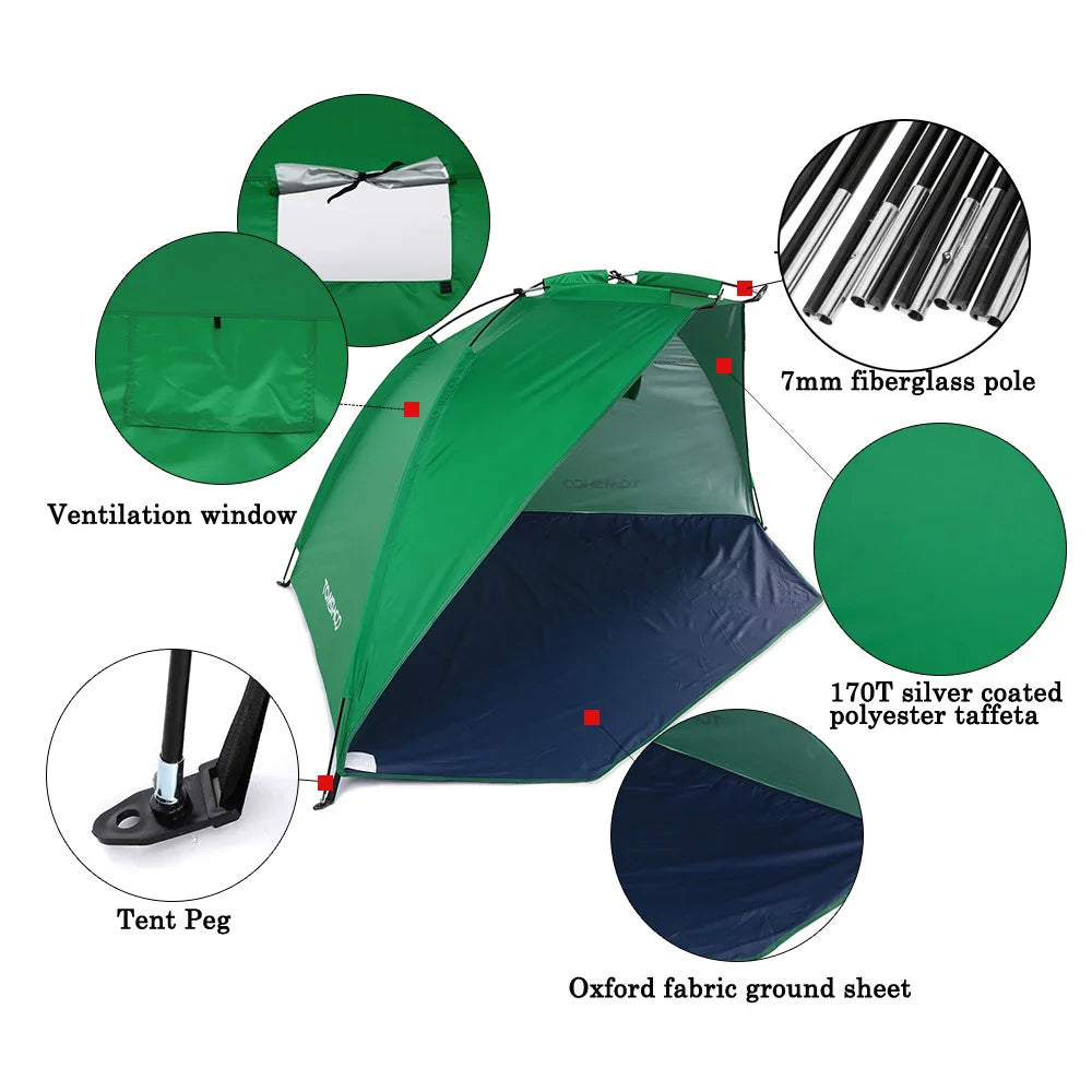TOMSHOO Outdoor Sports Sunshade Tent Good Ventilation for Fishing Picnic Beach Park Picnic or Having Beach Fun