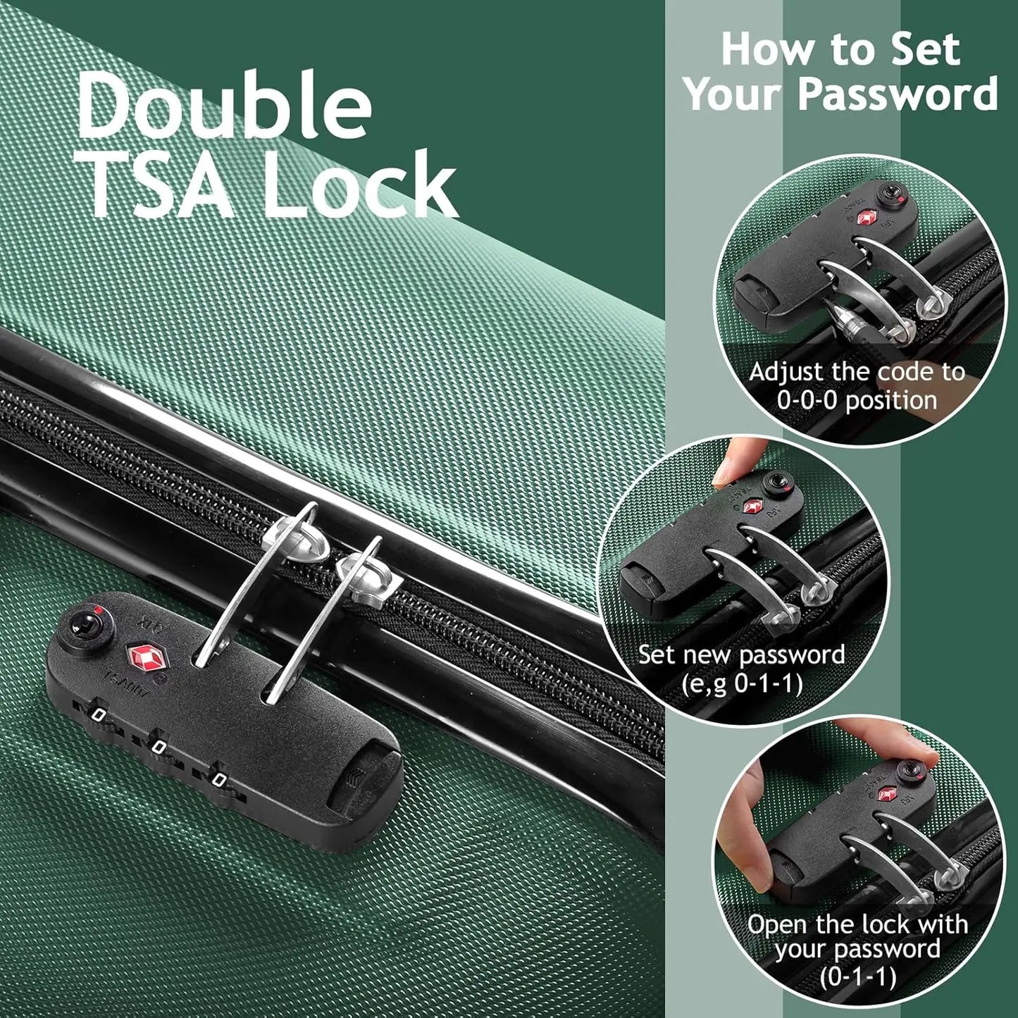 Luggage Set of 4 Hardside Suitcase Sets ABS Lightweight Trolley Travel Case for Carry On Check-in Business Trip, Vintage