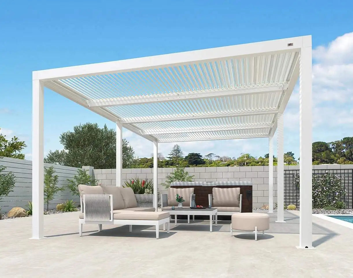 Luxury Patio Waterproof Hardtop Gazebo Garden Pergola Aluminium Outdoor Hardtop Louvered Roof Feature