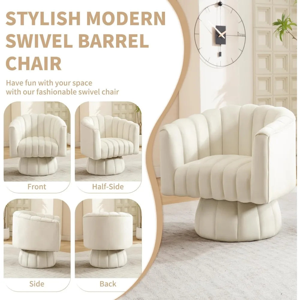 Swivel Accent Barrel Chair - Cute Comfy Small Round 360° Arm Chair Velvet Sofa Club Reading Chair for Living Room Bedroom