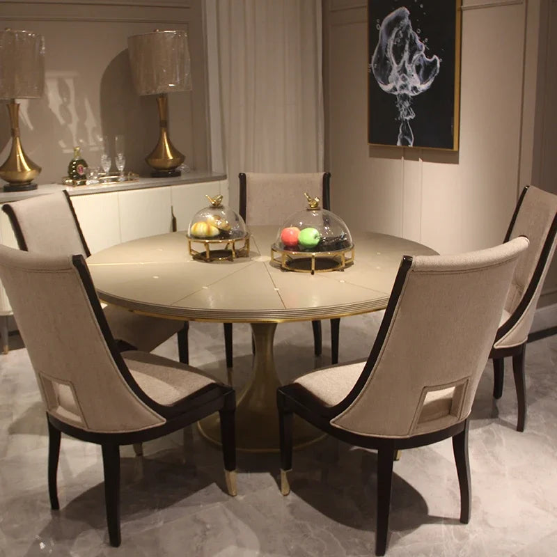 Modern Center Round Dining Table With Metal Leg