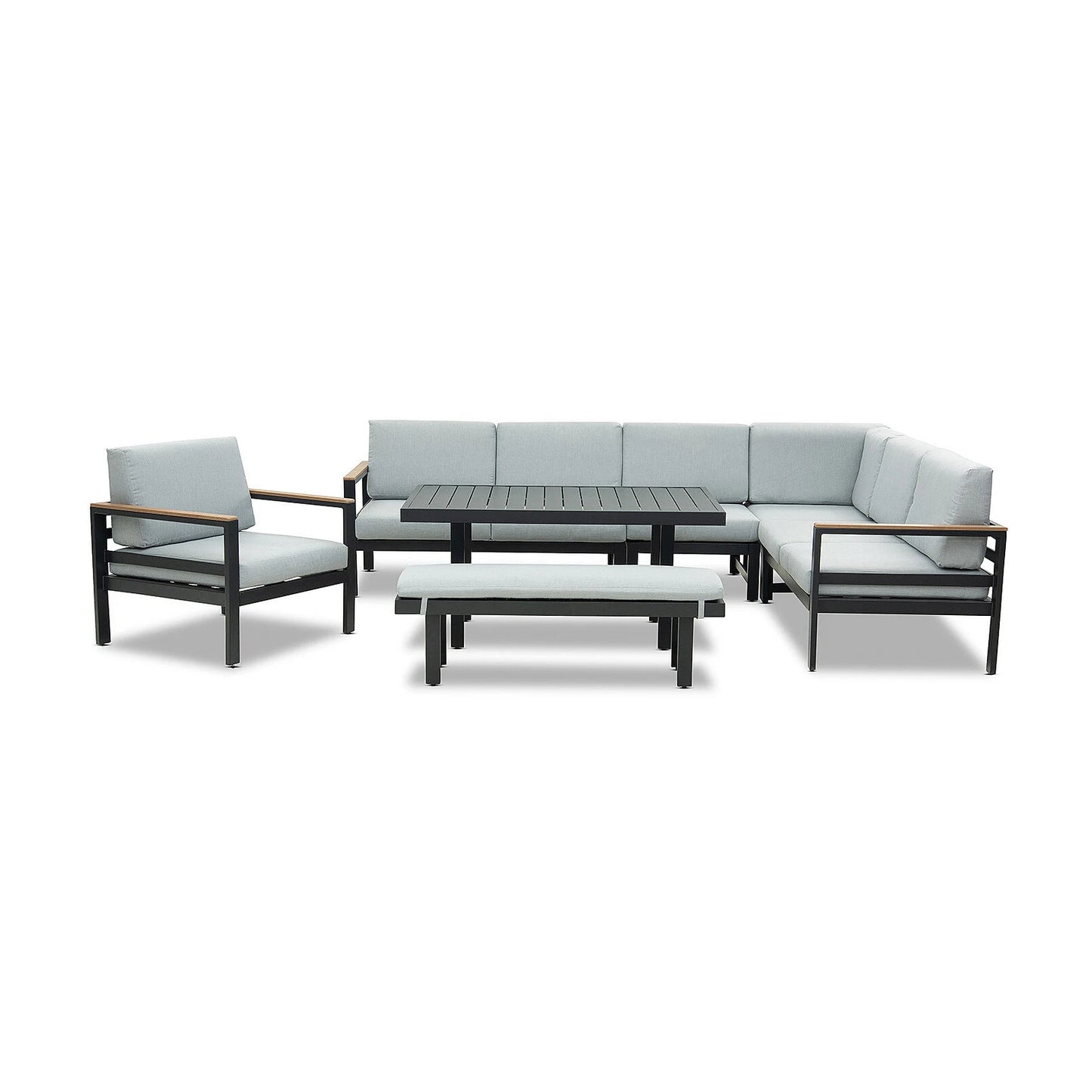 Modern exterior aluminum outdoor garden courtyard family hotel balcony leisure furniture corner sofa set