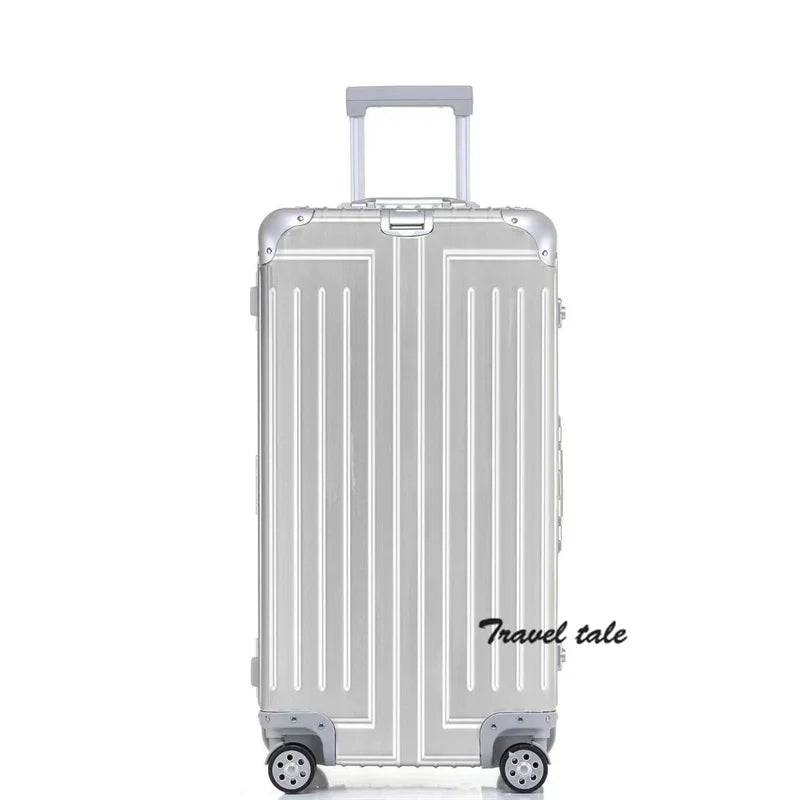Carrylove 26"28"30 Inch Big Aluminum Trolley Suitcase Trunk Metallic Large Rolling Luggage Bag On Wheels