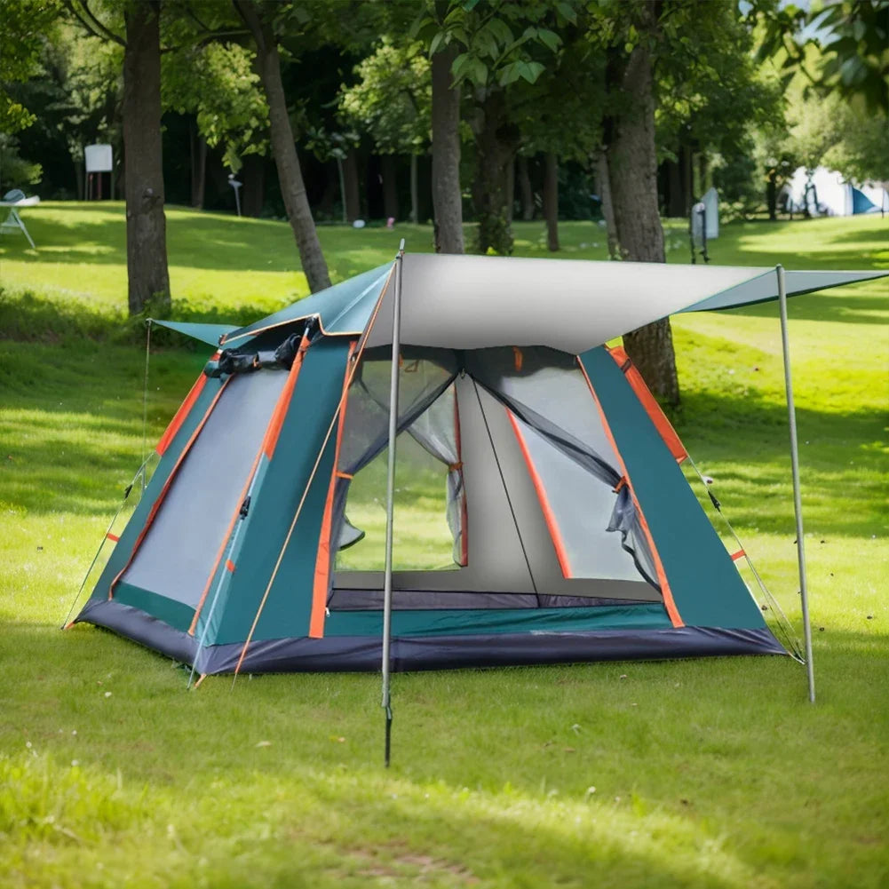Automatic Quick Open Tent with Canopy Outdoor Folding Tent Sun-Protection Portable Hexagonal Tent for Family 3-4/4-6 People