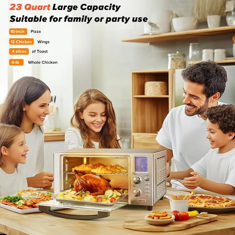 Air Fryer Toaster Smart Oven Combo, 23 Quart XL Capacity Convection Oven Countertop, Fits 10 Inch Pizza