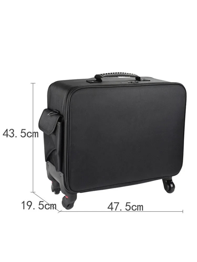 Makeup Suitcase Large Capacity Storage Trolley Case Multi-layer Embroidered Bag Professional Beauty Manicure Rolling Luggage