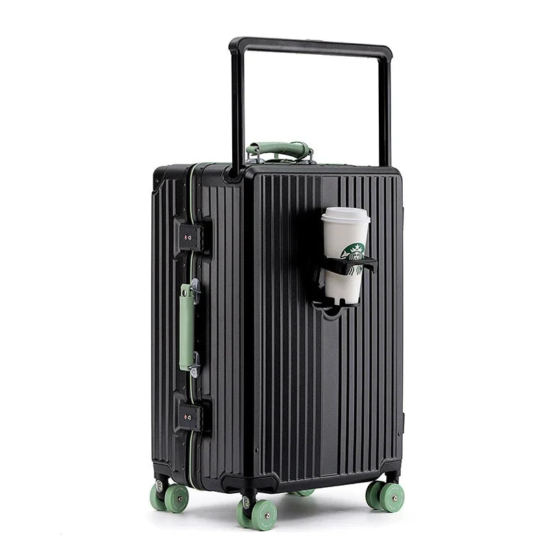 BunnyFly Suitcase Wide Handle Aluminum Frame Travel Rolling Luggage Trolley Case Men Women 20 24 Inches