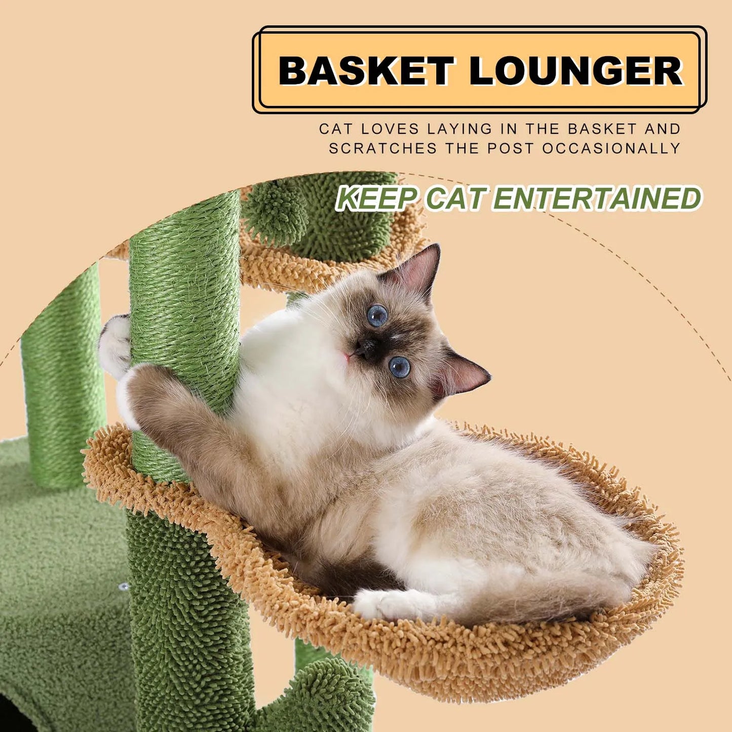 Cactus Cat Tree for Indoor Cats, Small Cat Tower with Sisal Scratching Post Cozy Condo Perches, Cat Accessories, Kitten Toys