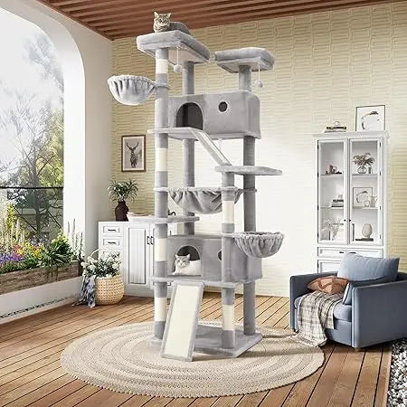 LUCK SHA CERLIN 81in Multi-Level Tall Cat Tree Tower For Indoor Kitties/Larger Cat Condo Furniture With Hammock/Cozy Pussycat
