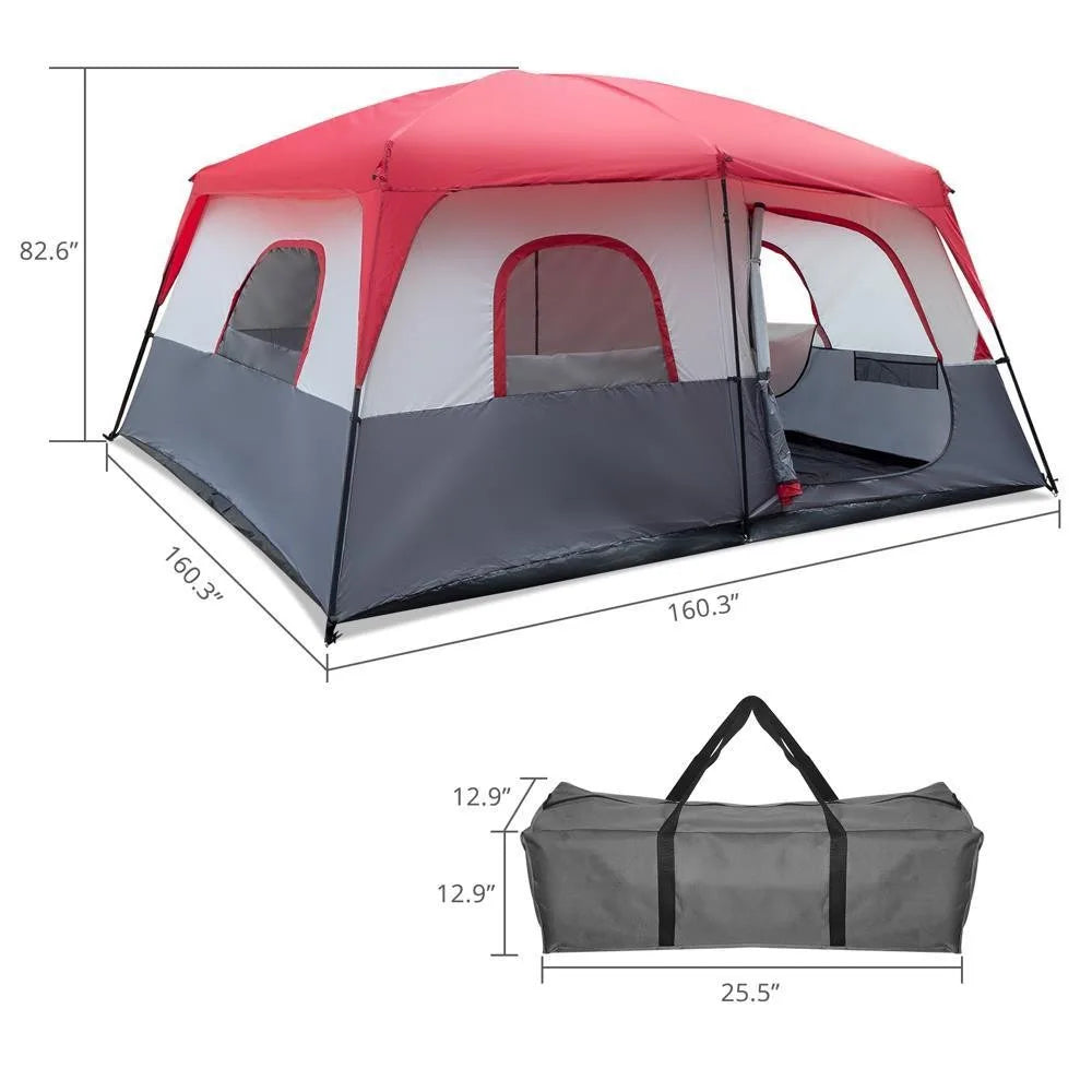 14 Persons Pop Up Camping Tent 2 Rooms Easy Up Instant for Family