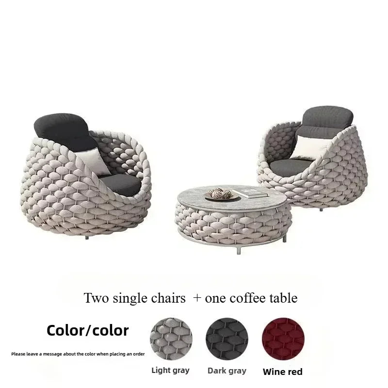 Outdoor Sofa Combination Double Chair Set Courtyard Terrace Villa Balcony LivingRoom Leisure Furniture All-Weather Patio Seating