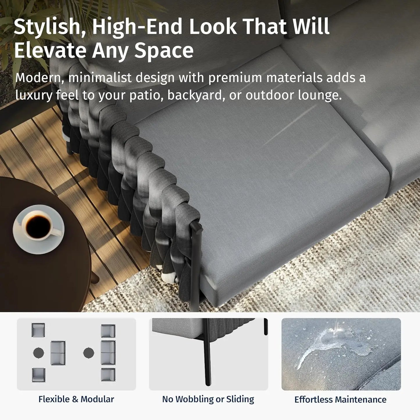 EAST OAK Outdoor Furniture | Life Chatter Loveseat | 2 Seater Sofa with 6.7" Thick Washable Cushions | Deep Seating Patio Furnit