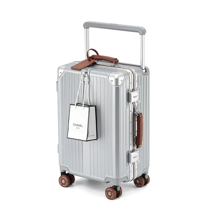 BunnyFly Suitcase Wide Handle Aluminum Frame Travel Rolling Luggage Trolley Case Men Women 20 24 Inches