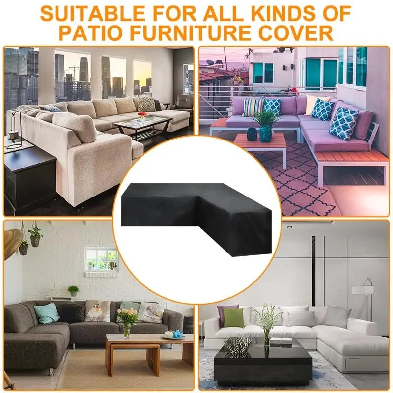 1pc L Shaped Patio Sectional  Sofa turn Angle Cover - Outdoor Furniture Cover, High Quality 210D Heavy Duty Garden Sofa Cover