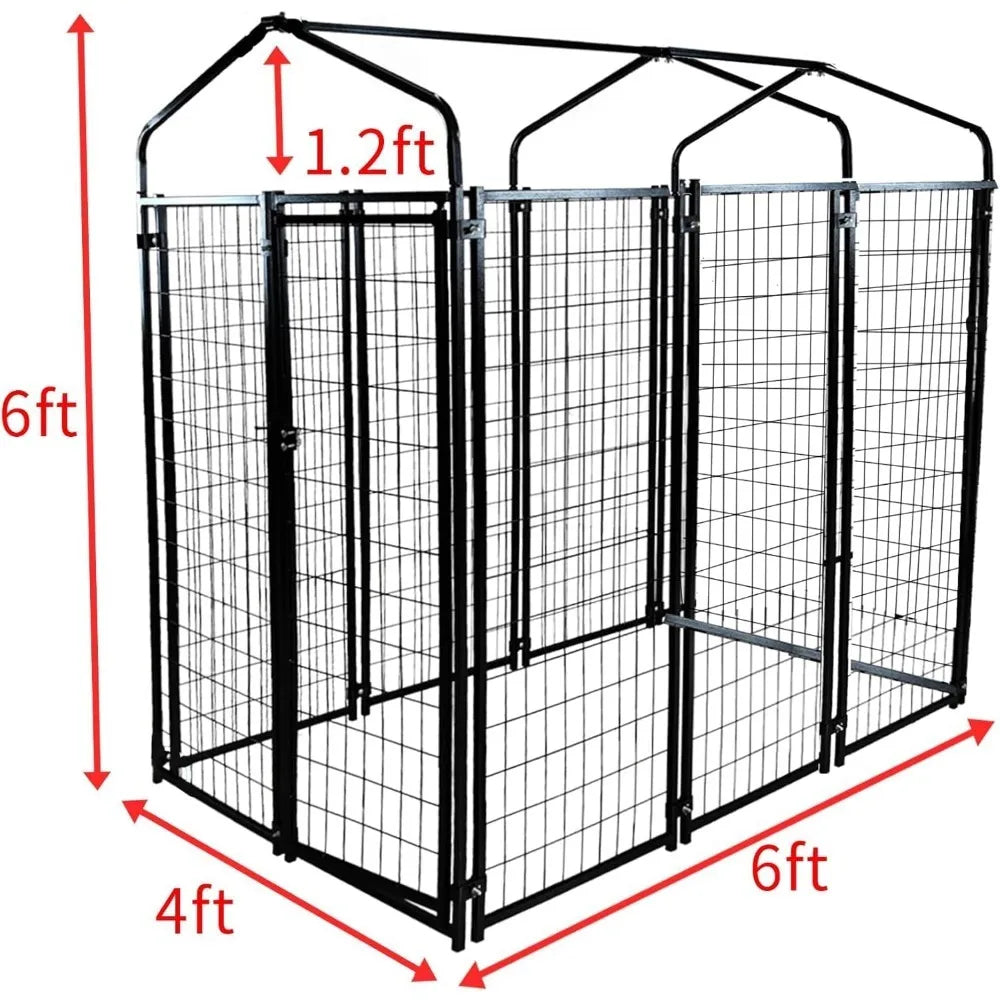 Outdoor Dog Kennel 6x4x6 FT, Expandable Modular Dog Kennel Outside, Heavy Duty Welded Wire Steel Dog Run Dog Playpen Fence