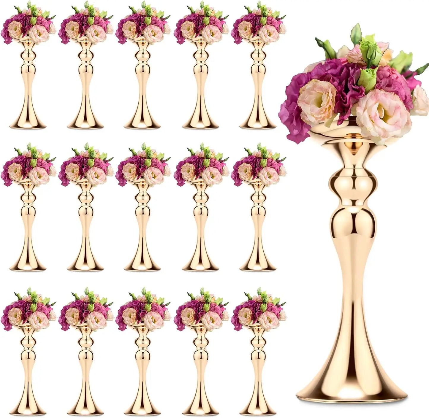 16 pieces of metal flower stand, metal wedding flower center stand, high table decorative vase